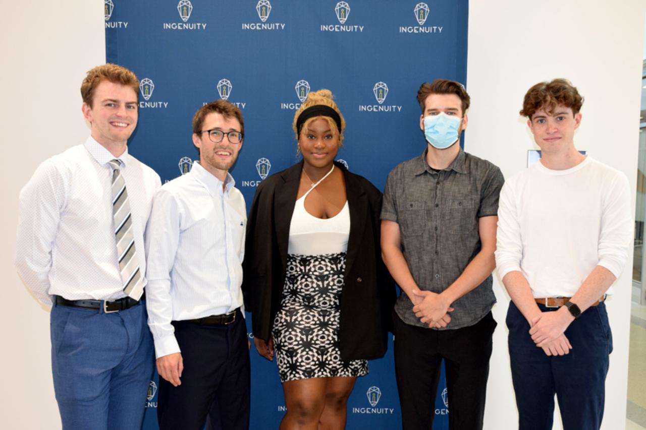 Participants, from left, included Derek Patterson, Gavin Shields, Esther Ukiomogbe, Christopher Silver, and Maxwell Robinson. Missing from the photo is Zak Williams.