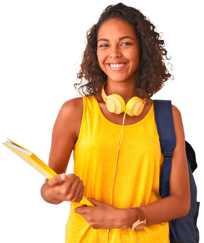 student holding books