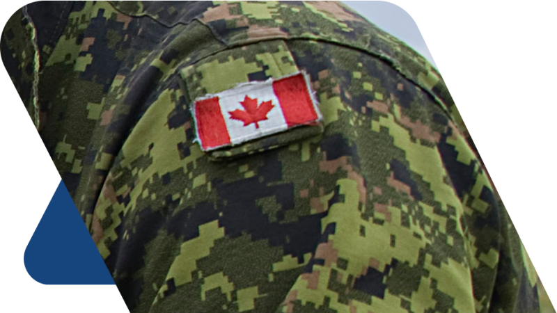 Canadian flag patch on military uniform