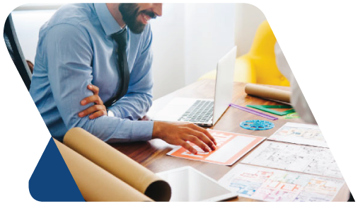 A photo of a man looking at business documents.
